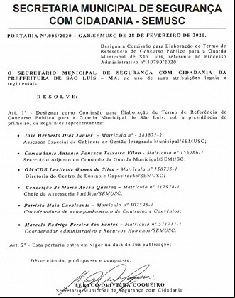 Publicação de Formação de Comissão Publicação de Formação de Comissão