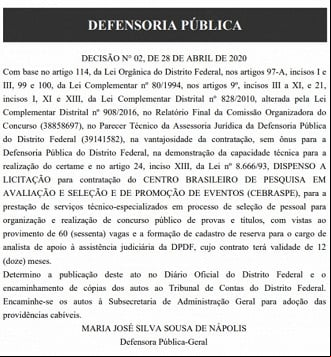 Publicação de escolha do Cebraspe