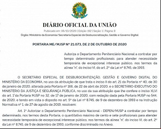 Publicação de Portaria de autorização de Processo Seletivo Publicação de Portaria de autorização de Processo Seletivo