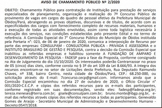 PublicaÃ§Ã£o de resultado parcial de licitaÃ§Ã£o para escolha de banca