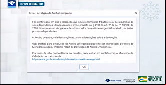 Programa do IRPF 2021 vai indicar quem deve devolver o Auxílio Emergencial. Programa do IRPF 2021 vai indicar quem deve devolver o Auxílio Emergencial.