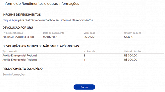 Informe de rendimentos do Auxílio Emergencial pode ser consultado no site do governo. Informe de rendimentos do Auxílio Emergencial pode ser consultado no site do governo.