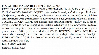 Contratação da FCC para promover o concurso para Defensor Público DPE-BA 2021 Contratação da FCC para promover o concurso para Defensor Público DPE-BA 2021