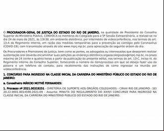 Regulamento do concurso do MP-RJ para Promotor de Justiça Regulamento do concurso do MP-RJ para Promotor de Justiça