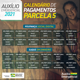 5ª parcela vai cair no Caixa Tem a partir de 20 de agosto. Imagem: Divulgação/Ministério da Cidadania. 5ª parcela vai cair no Caixa Tem a partir de 20 de agosto. Imagem: Divulgação/Ministério da Cidadania.