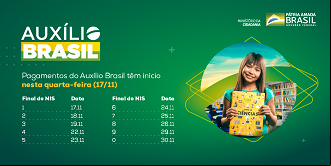 Calendário de pagamento do Auxílio Brasil em novembro. Créditos: Min. da Cidadania. Calendário de pagamento do Auxílio Brasil em novembro. Créditos: Min. da Cidadania.