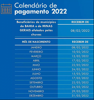 Calendário abono salarial Pis em 2022. Imagem: Divulgação/Caixa.