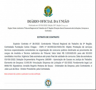 Extrato de Contrato - Definição da banca Extrato de Contrato - Definição da banca