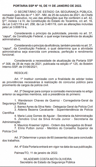 Portaria SSP n° 16 Portaria SSP n° 16