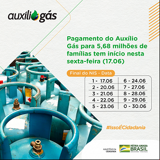 Vale Gás dos Brasileiros: benefício será de R$ 53 em junho. Imagem: Ministério da Cidadania. Vale Gás dos Brasileiros: benefício será de R$ 53 em junho. Imagem: Ministério da Cidadania.