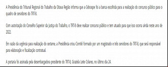 Cebraspe é definida como banca responsável Cebraspe é definida como banca responsável
