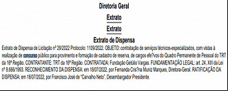 Extrato de dispensa Extrato de dispensa