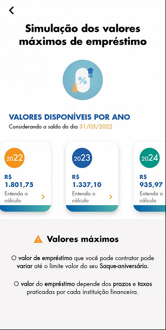 App FGTS permite simular empréstimo do Saque Aniversário.