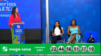 Resultado da Mega-Sena 2561 - Fonte: Caixa Resultado da Mega-Sena 2561 - Fonte: Caixa