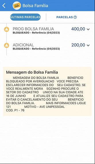 Caixa Tem mostra Bolsa Família bloqueado em abril Caixa Tem mostra Bolsa Família bloqueado em abril
