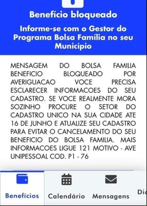 Famílias com benefício bloqueado em abril terão 60 dias para atualizar cadastro. Famílias com benefício bloqueado em abril terão 60 dias para atualizar cadastro.