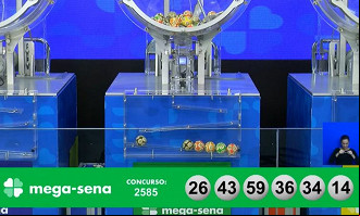 Números sorteados na Mega-Sena 2585. Créditos: Reprodução/Caixa. Números sorteados na Mega-Sena 2585. Créditos: Reprodução/Caixa.