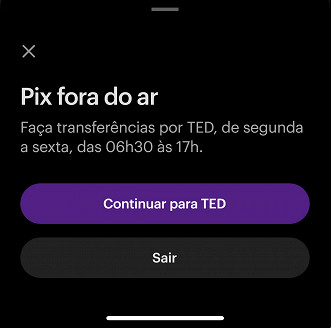 Instabilidade no Nubank deixa pix fora do ar Instabilidade no Nubank deixa pix fora do ar