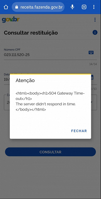App da Receita Federal fica fora do ar no primeiro dia de consulta ao lote de restituição App da Receita Federal fica fora do ar no primeiro dia de consulta ao lote de restituição