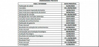 Cronograma do concurso Cronograma do concurso