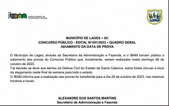Créditos; Divulgação/Pref. Lages-SC Créditos; Divulgação/Pref. Lages-SC