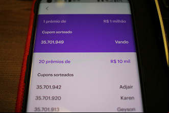 Cliente com primeiro nome Vando foi o ganhador do prêmio de R$ 1 milhão do Nubank - Foto: M3Midia