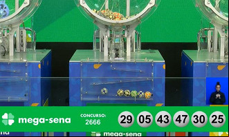 Números sorteados na Mega-Sena 2666. Créditos: Reprodução Números sorteados na Mega-Sena 2666. Créditos: Reprodução