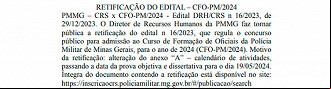PM-MG muda data da prova do concurso público CFO PM-MG muda data da prova do concurso público CFO