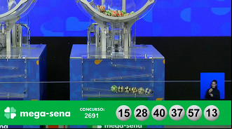 Números sorteados na Mega-Sena 2691. Créditos: Reprodução/Caixa Números sorteados na Mega-Sena 2691. Créditos: Reprodução/Caixa