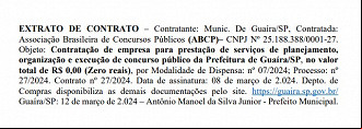 Contrato com a banca organizadora Contrato com a banca organizadora