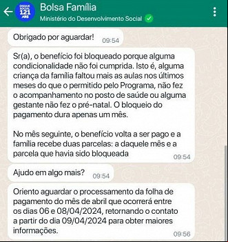 Whatsapp do Bolsa Família tem consulta do pagamento de abril Whatsapp do Bolsa Família tem consulta do pagamento de abril