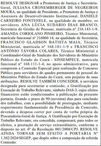 Créditos: Divulgação/DOE Créditos: Divulgação/DOE