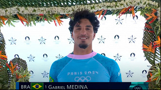 Gabriel Medina em ação nas Olimpíadas de Paris. (Foto: Reprodução) Gabriel Medina em ação nas Olimpíadas de Paris. (Foto: Reprodução)
