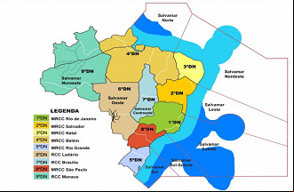 Mapa dos nove Distritos Navais e suas respectivas áreas de jurisdição ‒ Imagem: Marinha do Brasil Fonte: Agência Marinha de Notícias Mapa dos nove Distritos Navais e suas respectivas áreas de jurisdição ‒ Imagem: Marinha do Brasil Fonte: Agência Marinha de Notícias