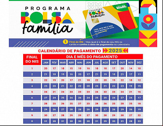 Calendário do Bolsa Família de 2025 - Fonte: MDS Calendário do Bolsa Família de 2025 - Fonte: MDS