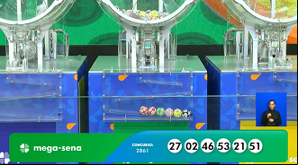 Números sorteados na Mega-Sena 2861. Créditos: Reprodução. Números sorteados na Mega-Sena 2861. Créditos: Reprodução.